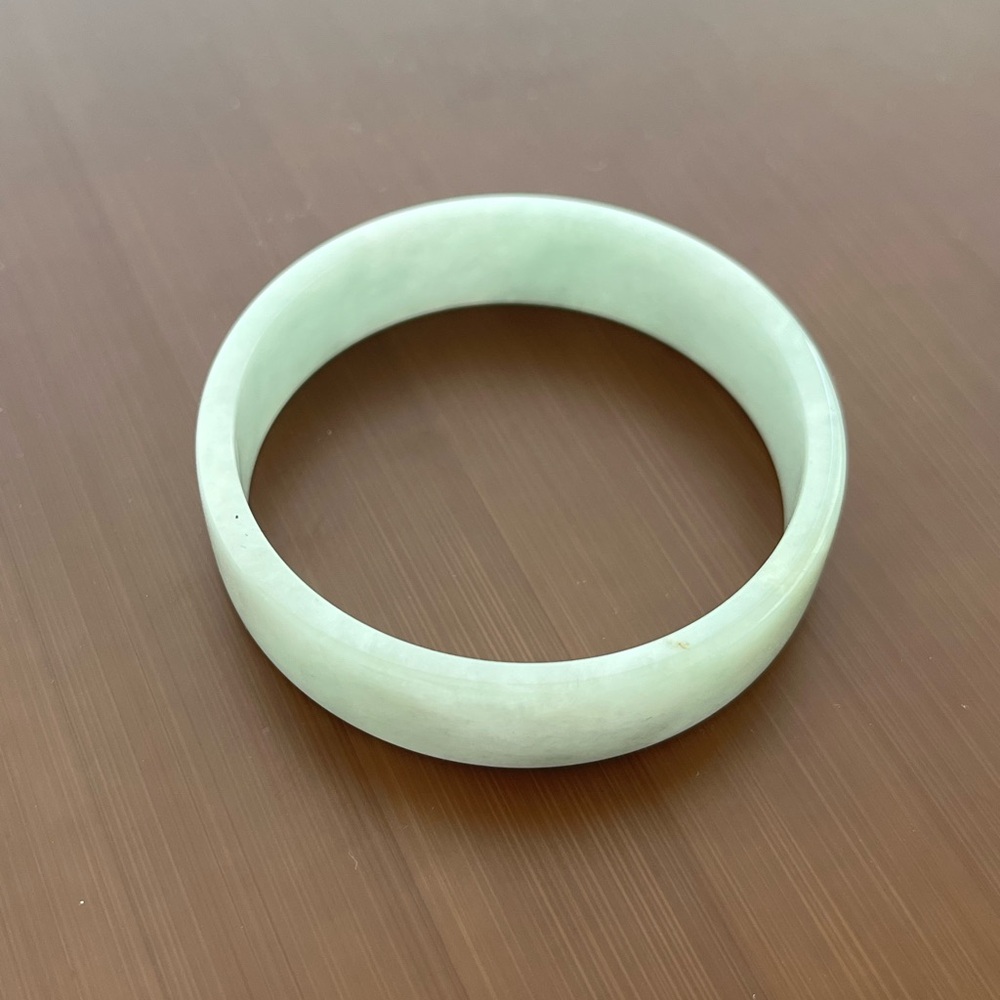 52.3mm Type A Translucent Light Green Modern Flat Jade Bangle